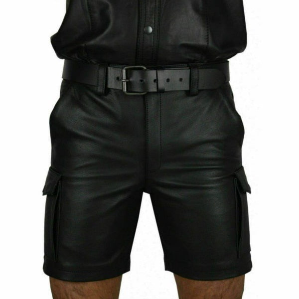 Motorcycle Leather Short Pants